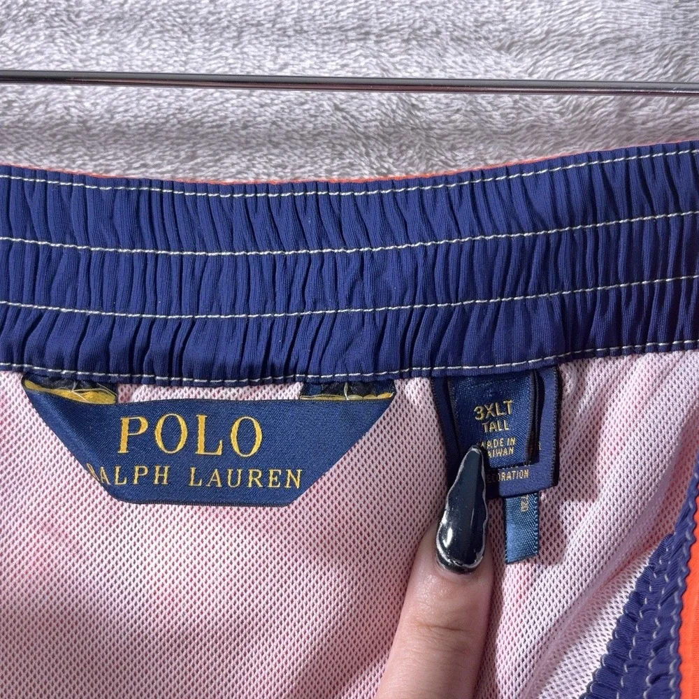 Polo Ralph Lauren Swim Trunks Mens 3XLT Orange Cargo Pony Logo Drawstring